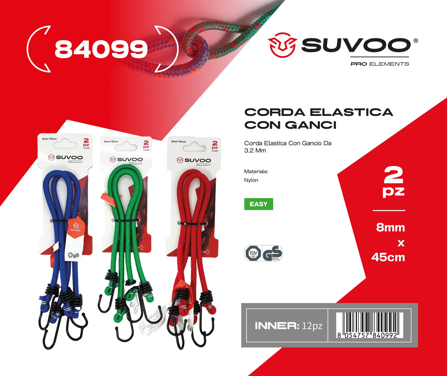 Corda elastica con ganci da 3.2mm 2pz