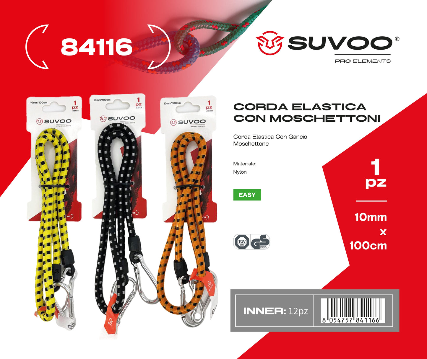 Corda elastica con ganci moschettone 1pz