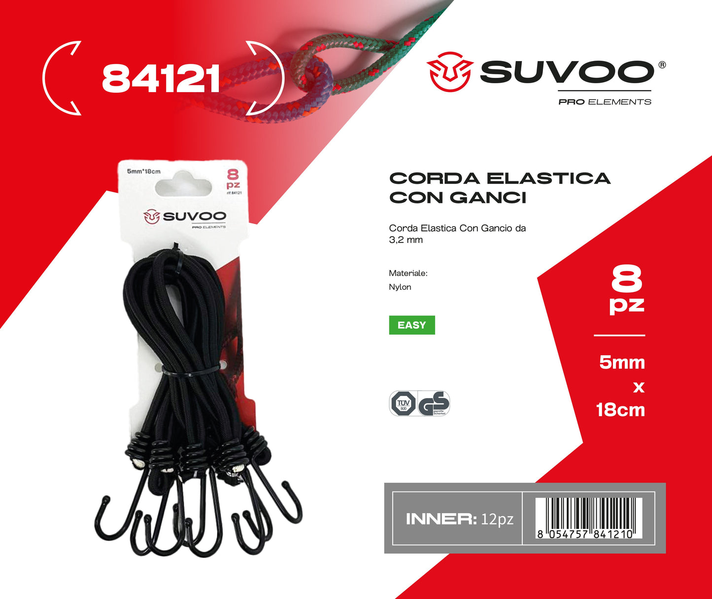 Corda elastica con ganci da 3.2mm 8pz