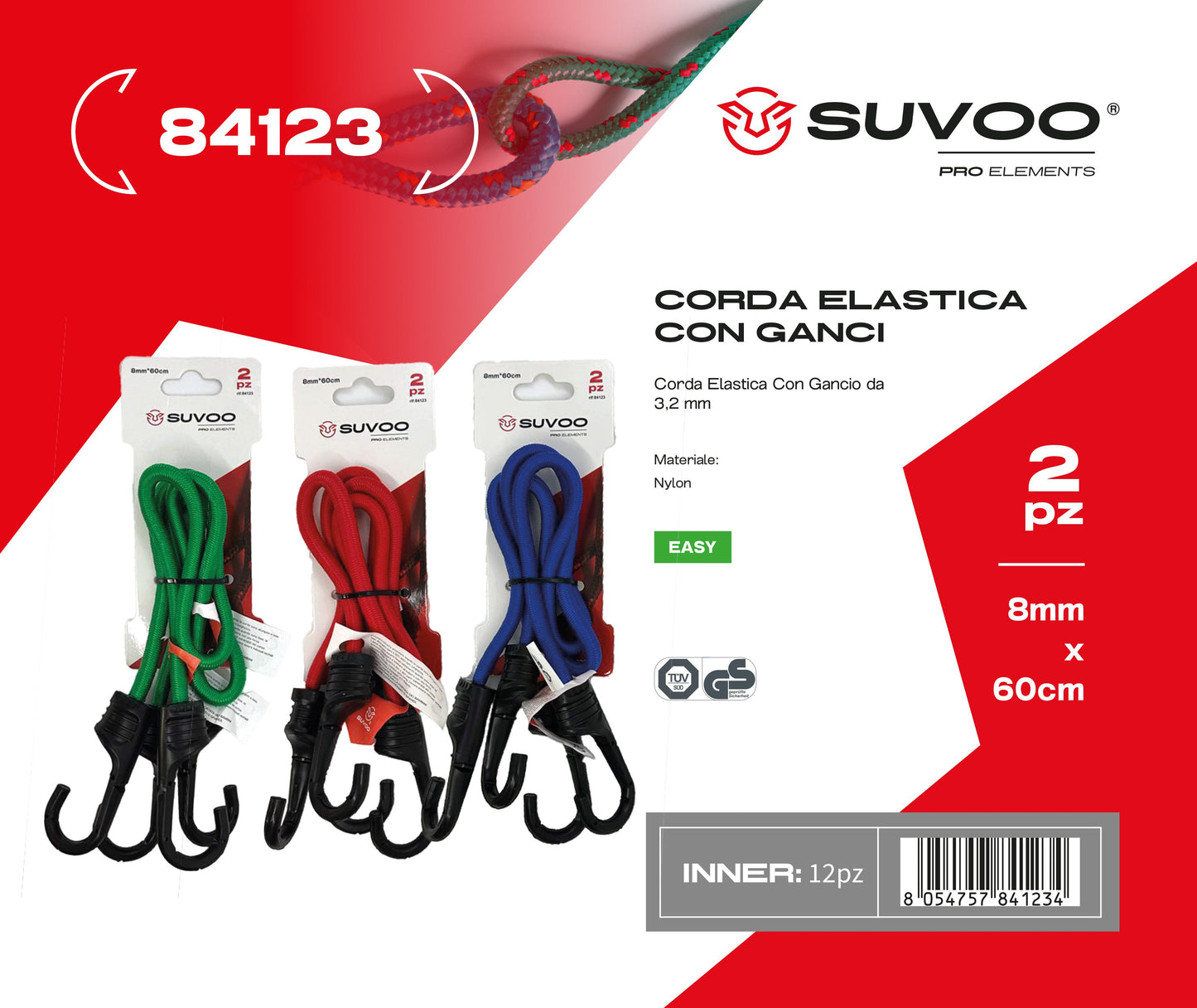 Corda elastica con ganci da 3.2mm 2pz