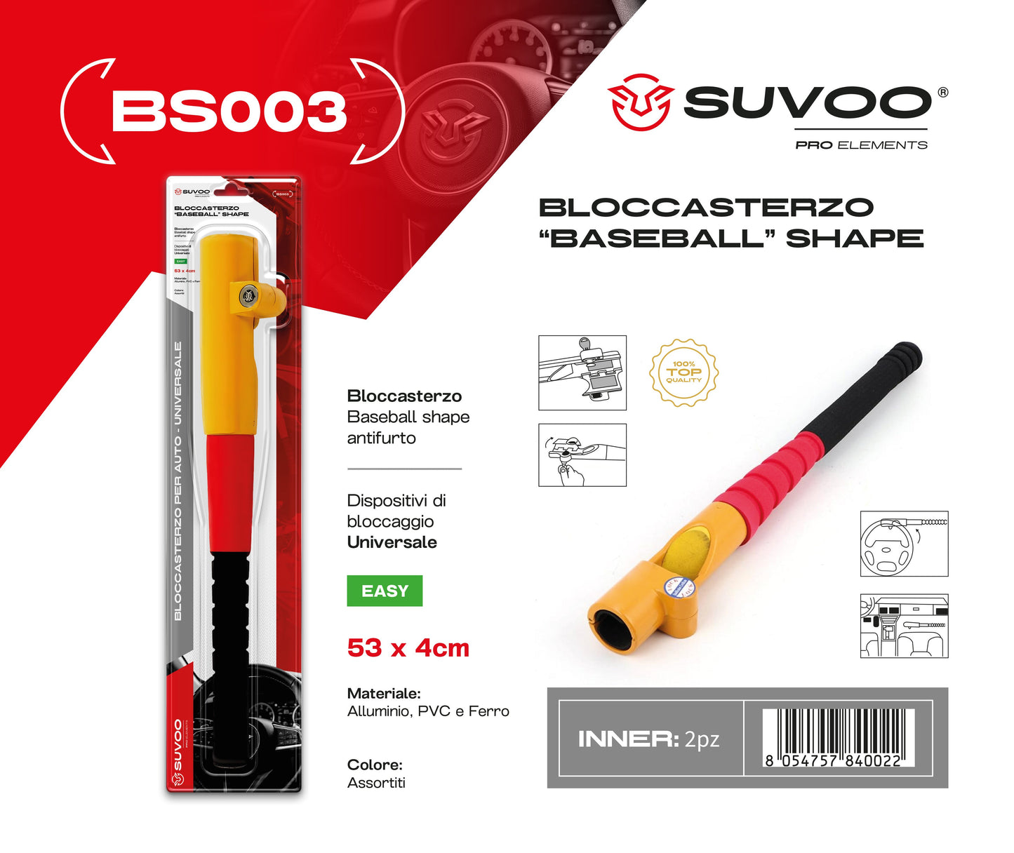 Bloccasterzo baseball shape