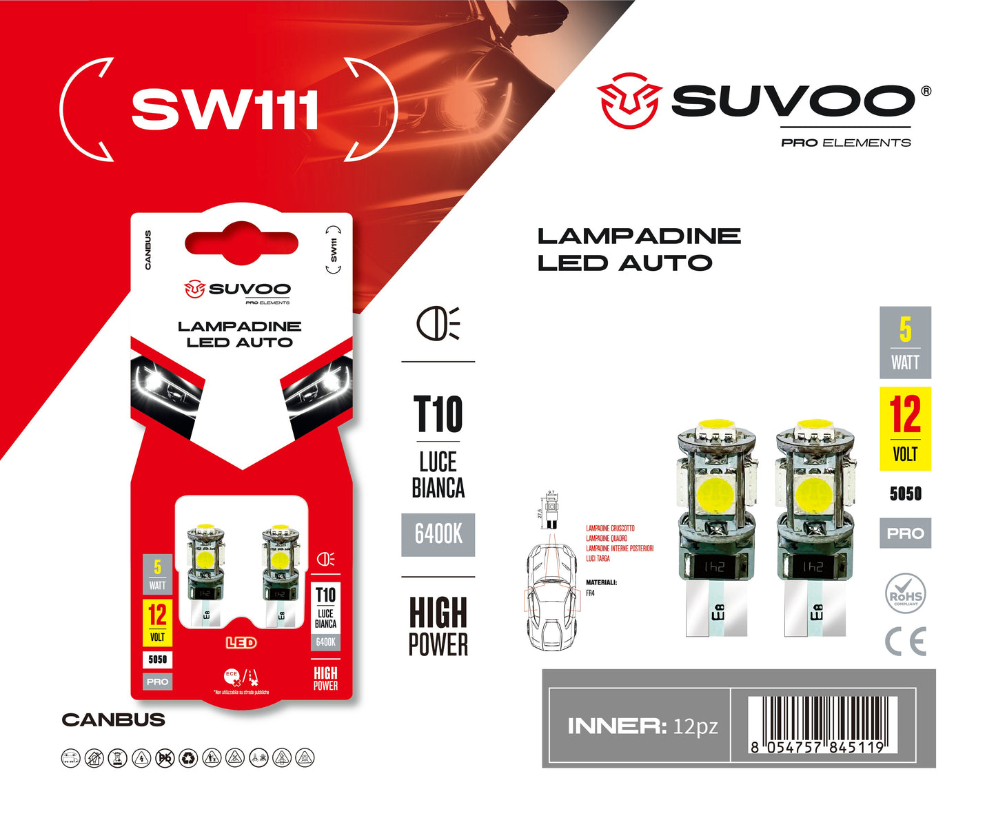 Lampadine led per auto SW111