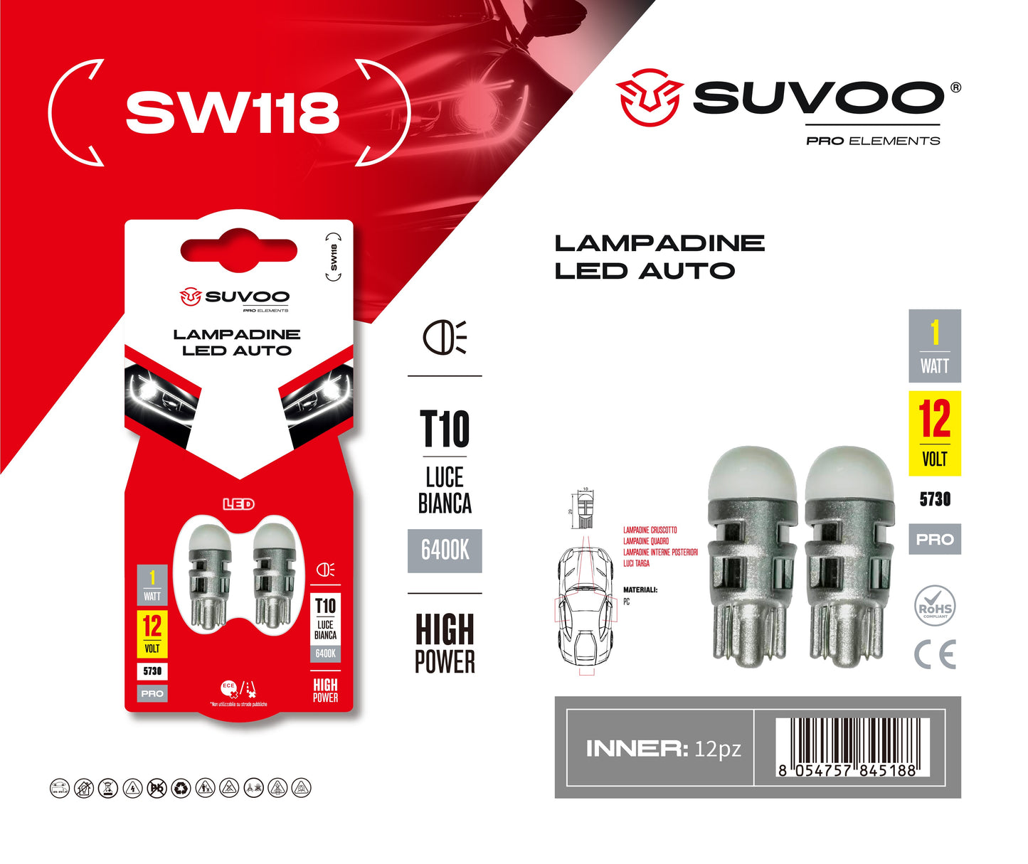 Lampadine led per auto SW118