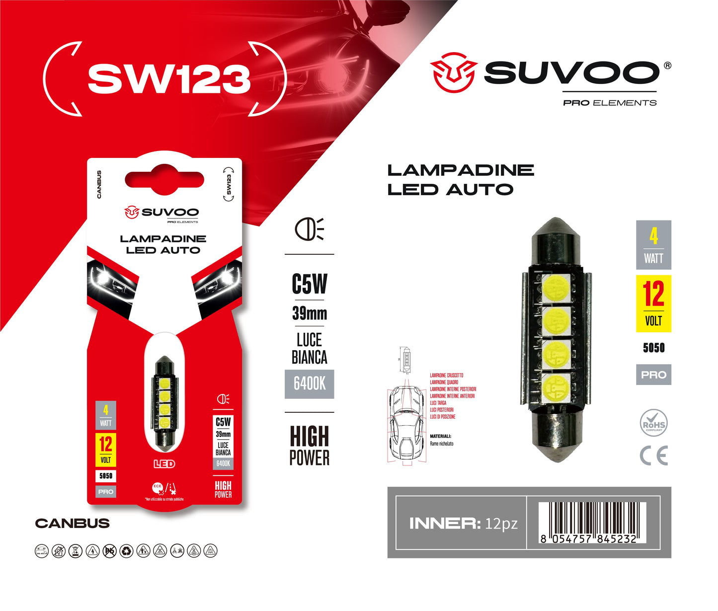 Lampadine led per auto SW123