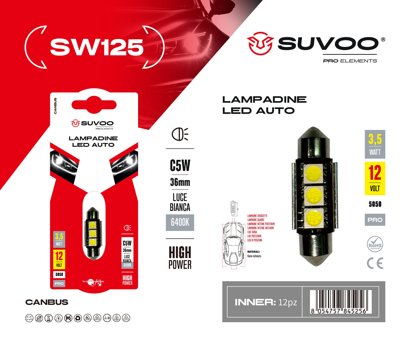 Lampadine led per auto SW125