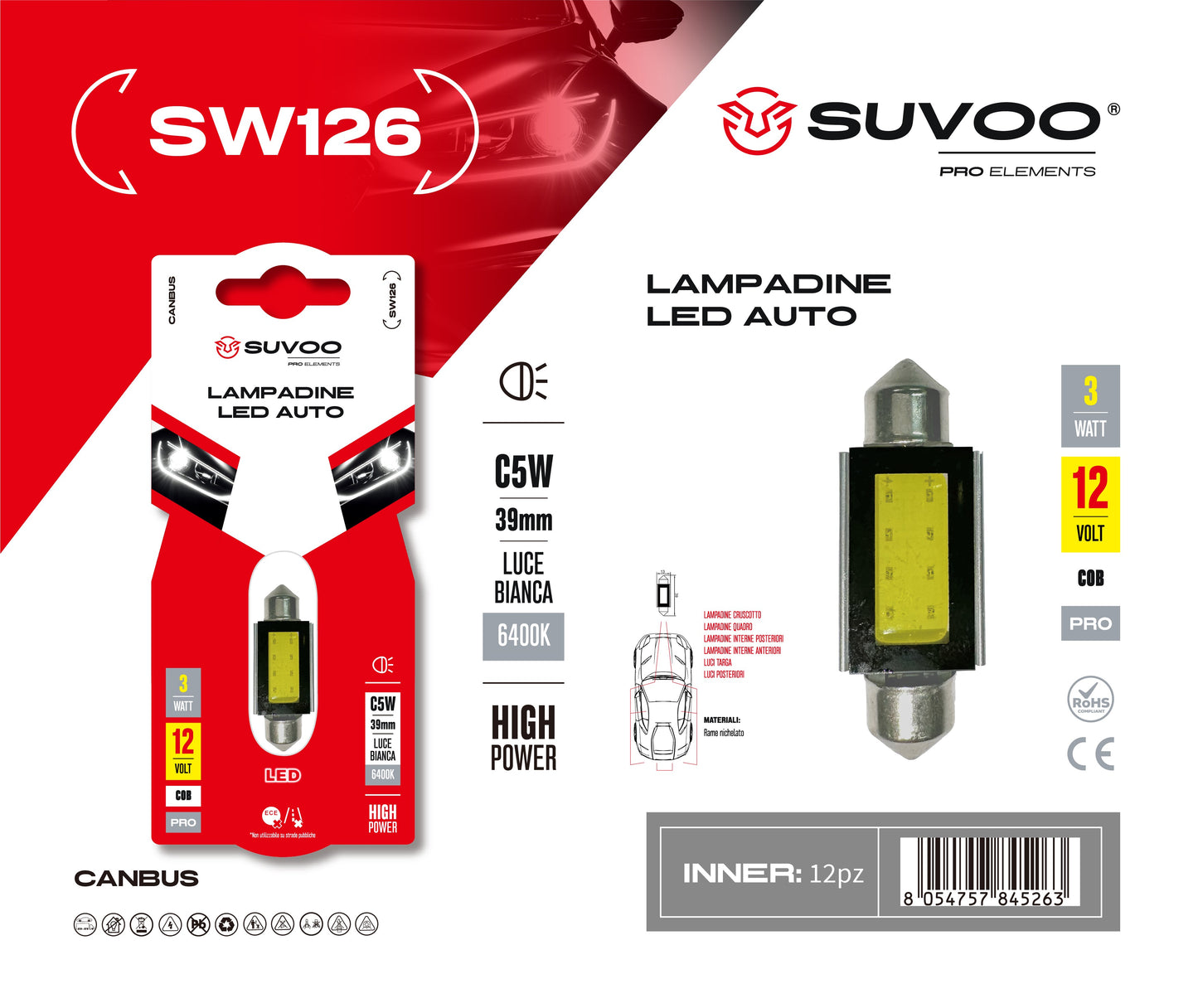 Lampadine led per auto SW126