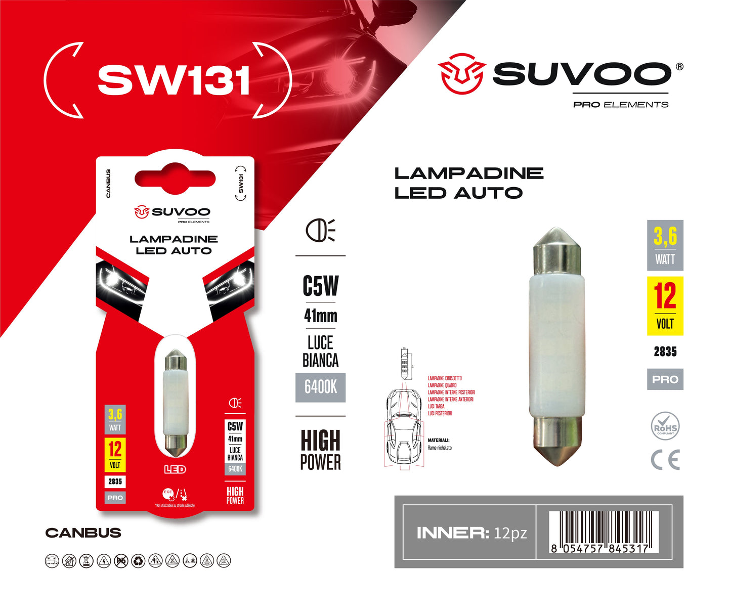 Lampadine led per auto SW131