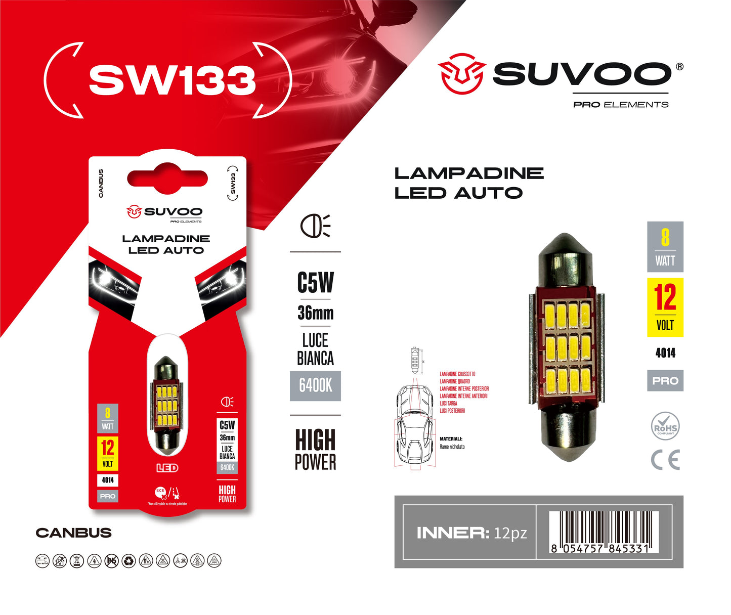 Lampadine led per auto SW133
