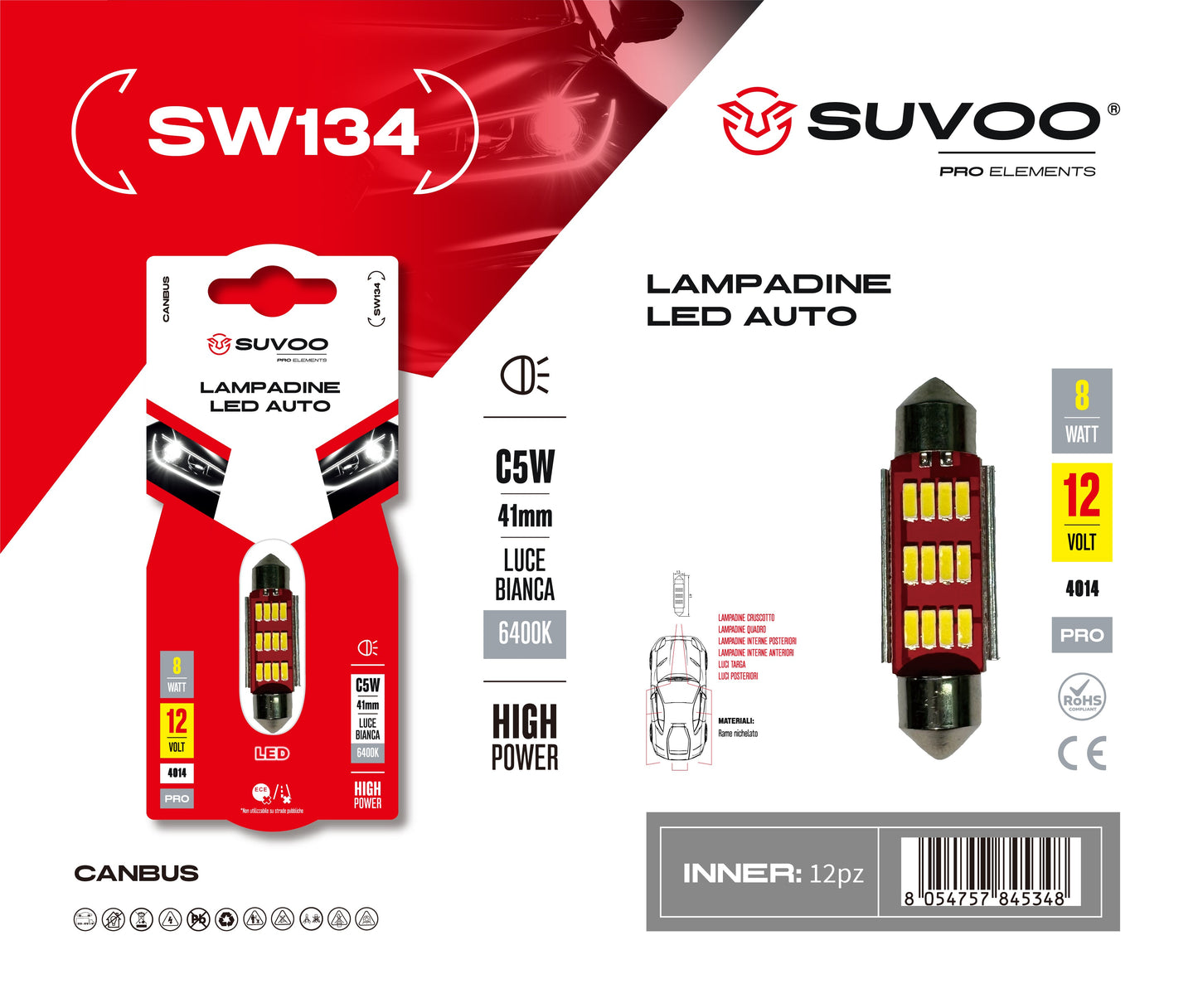 Lampadine led per auto SW134