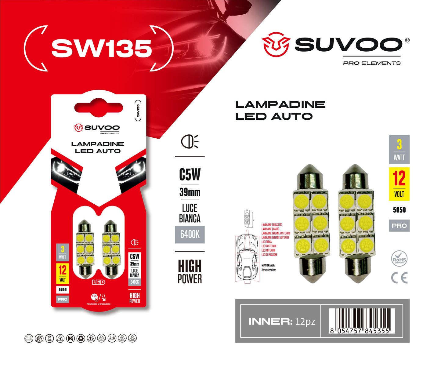 Lampadine led per auto SW135