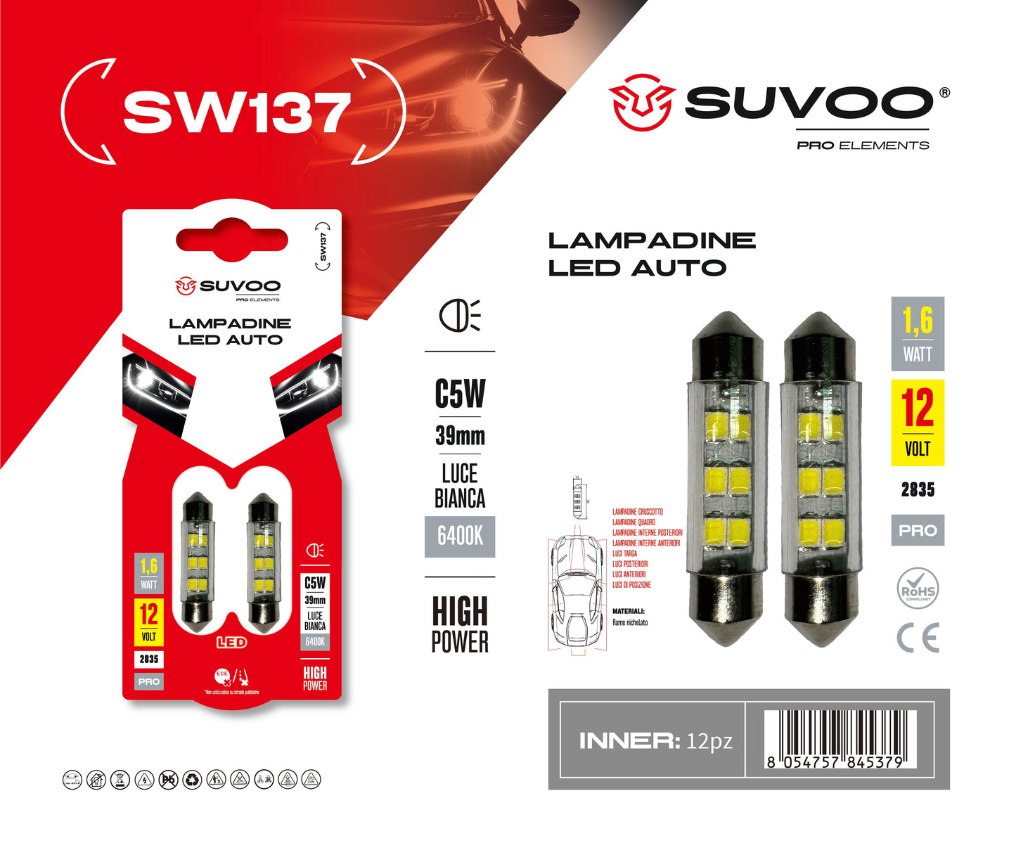 Lampadine led per auto SW137