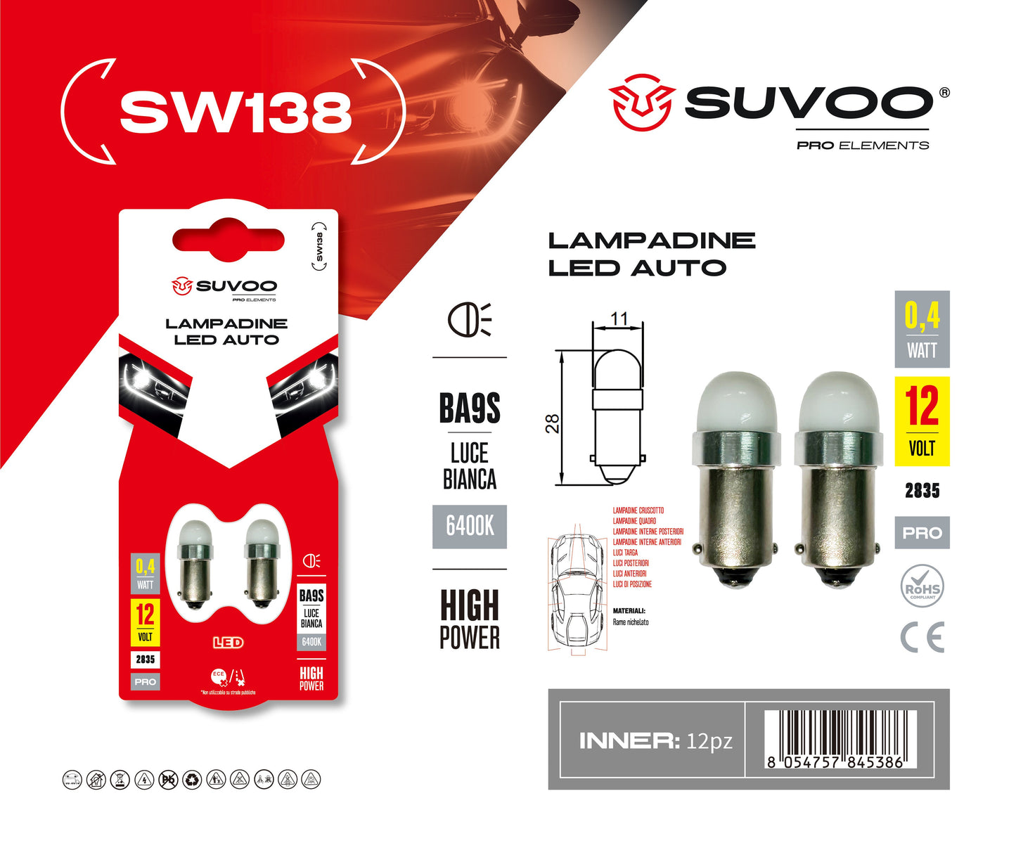 Lampadine led per auto SW138