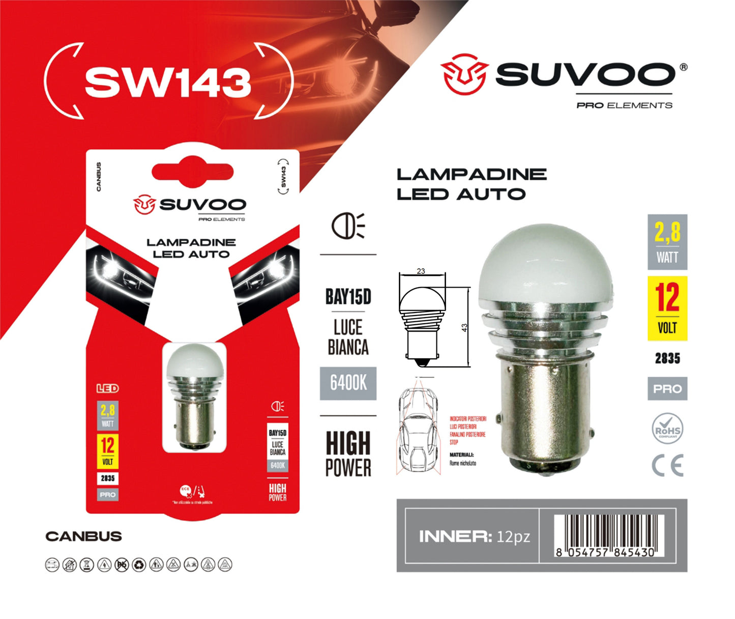 Lampadine led per auto SW143