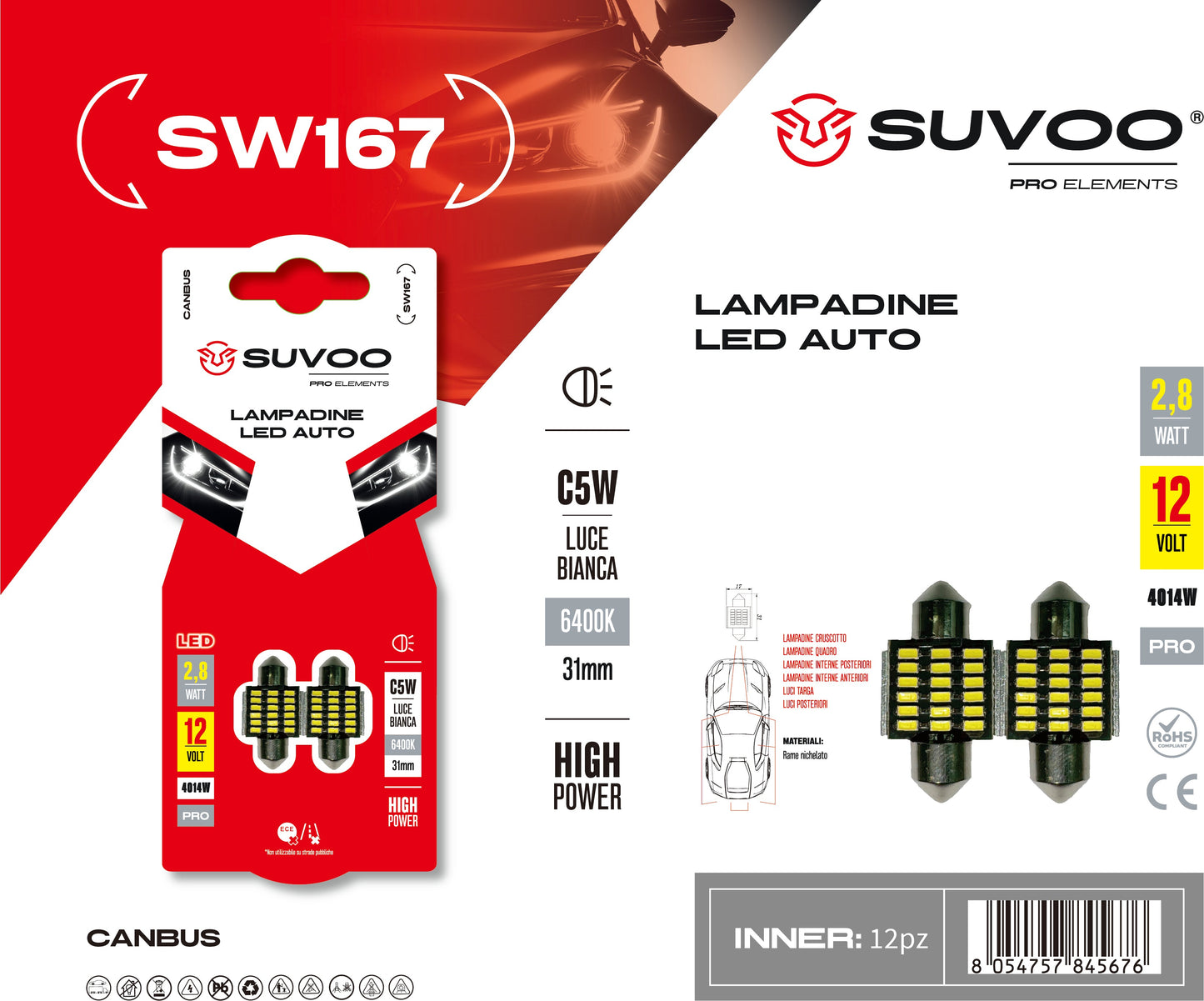 Lampadine led per auto SW167
