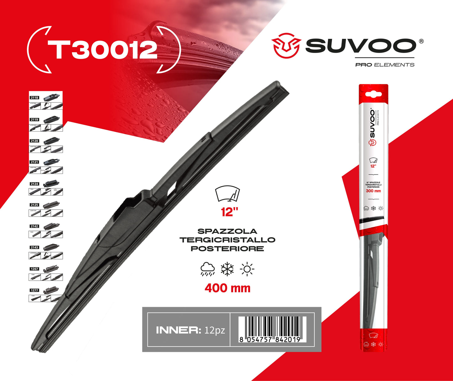 Spazzole Tergicristallo Posteriore 12 pollici