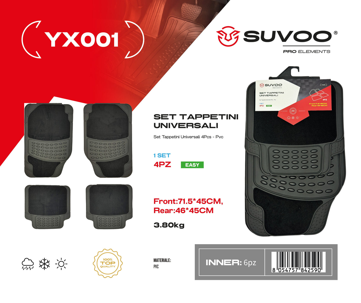 Set Tappettini in Gomma 4pz YX001