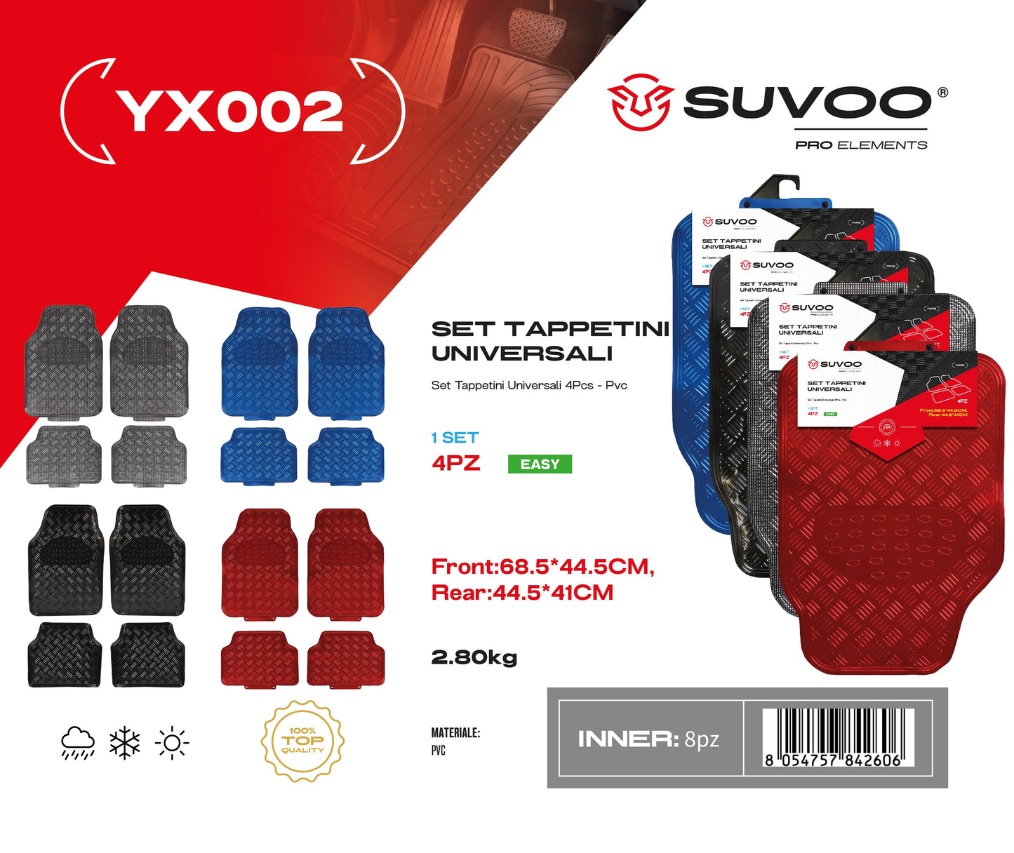 Set Tappettini in Gomma 4pz YX002