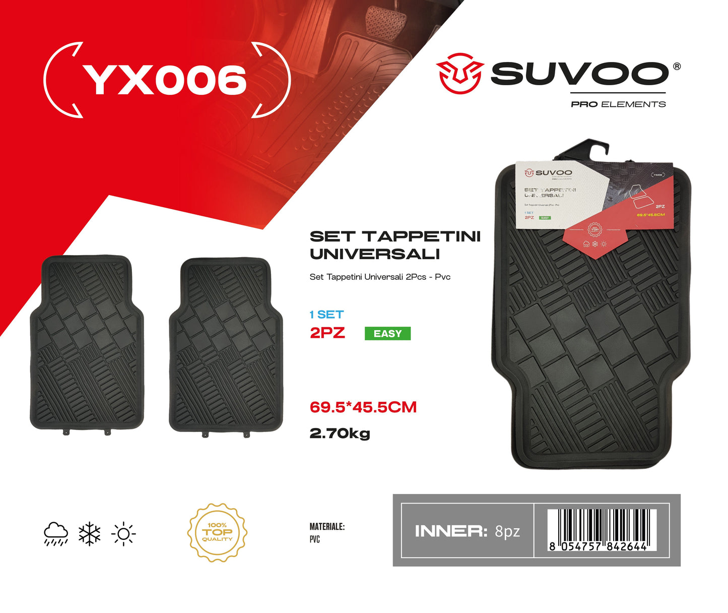 Set Tappettini in Gomma 2pz YX006