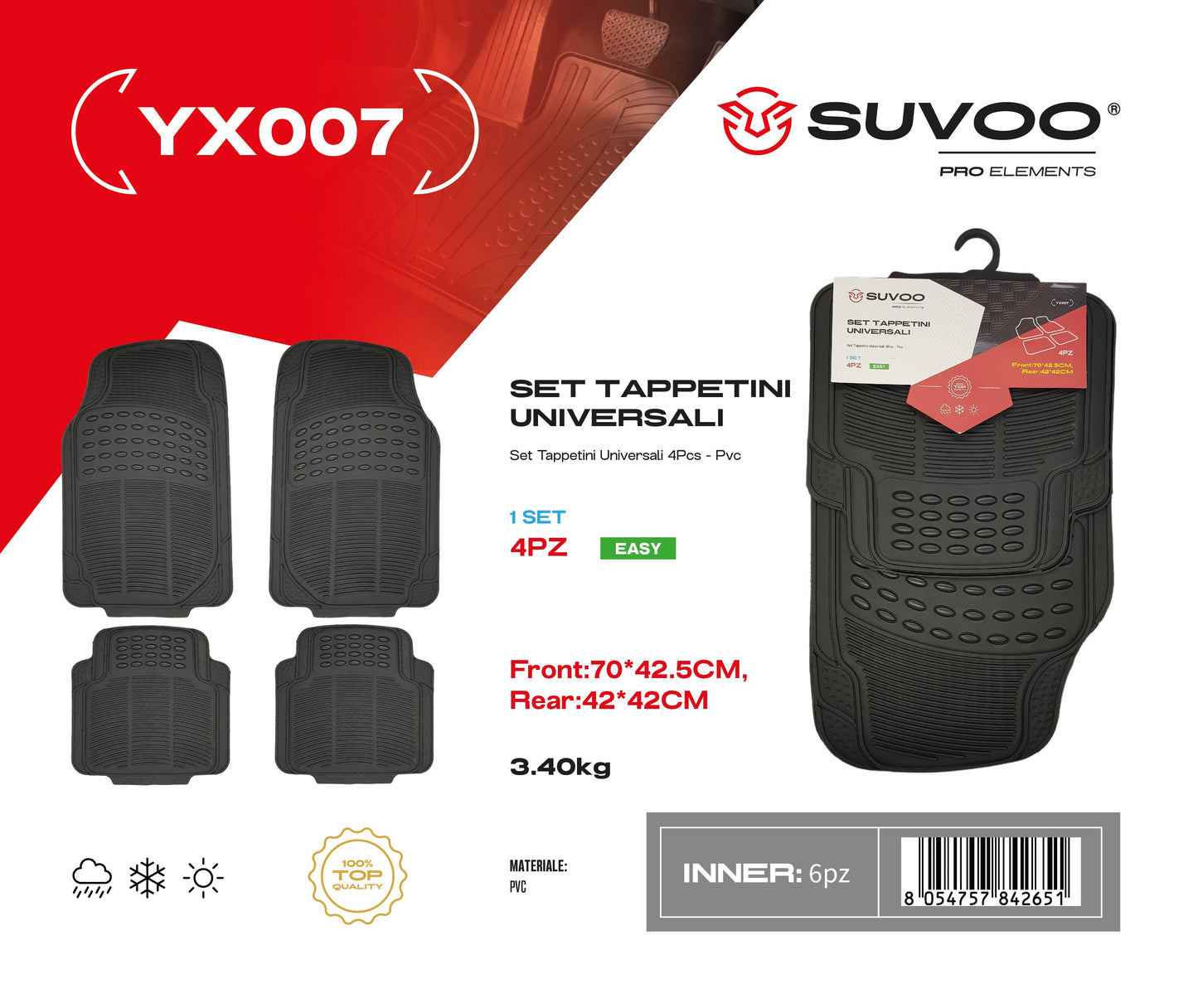 Set Tappettini in Gomma 4pz YX007