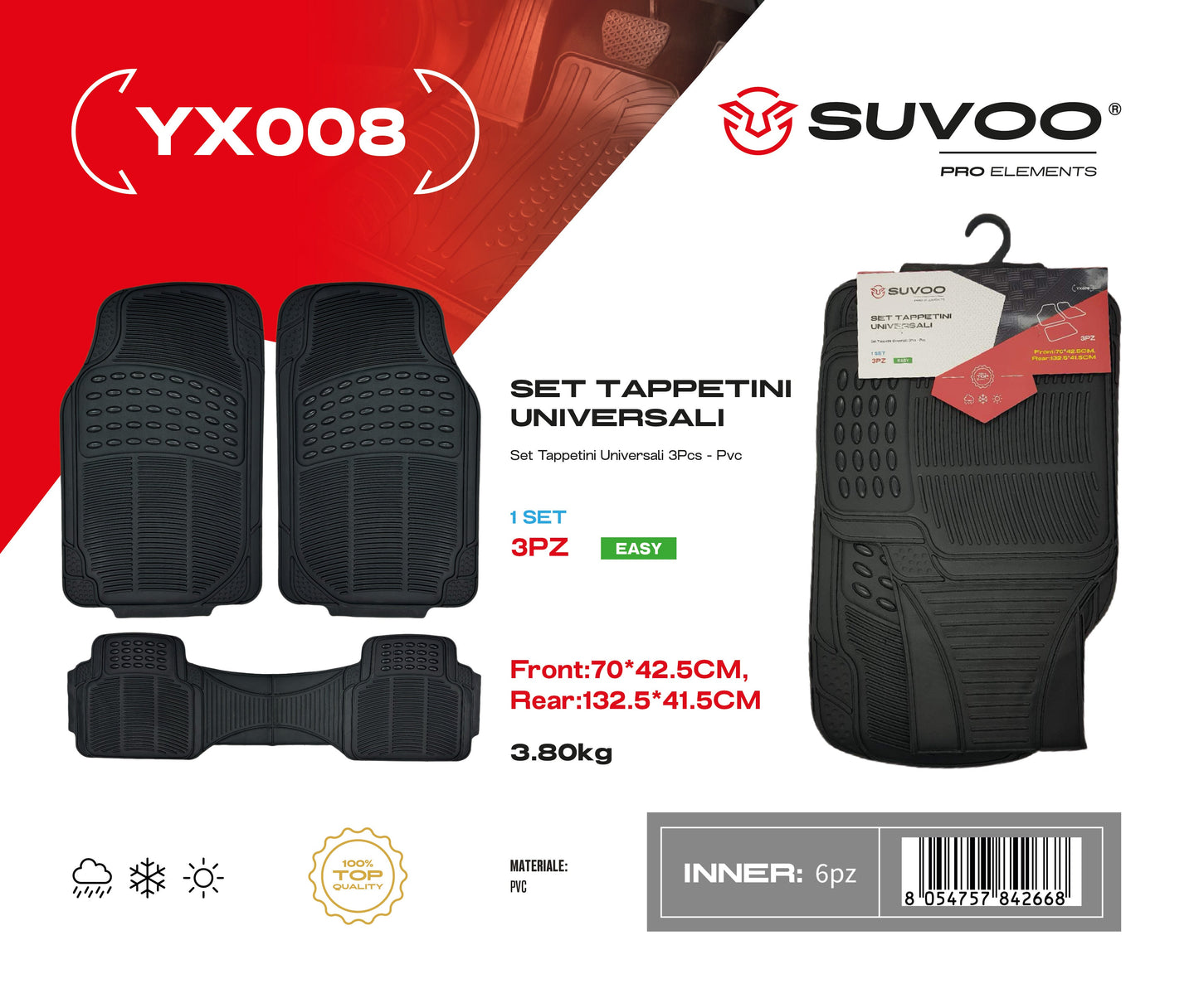 Set Tappettini in Gomma 3pz YX008