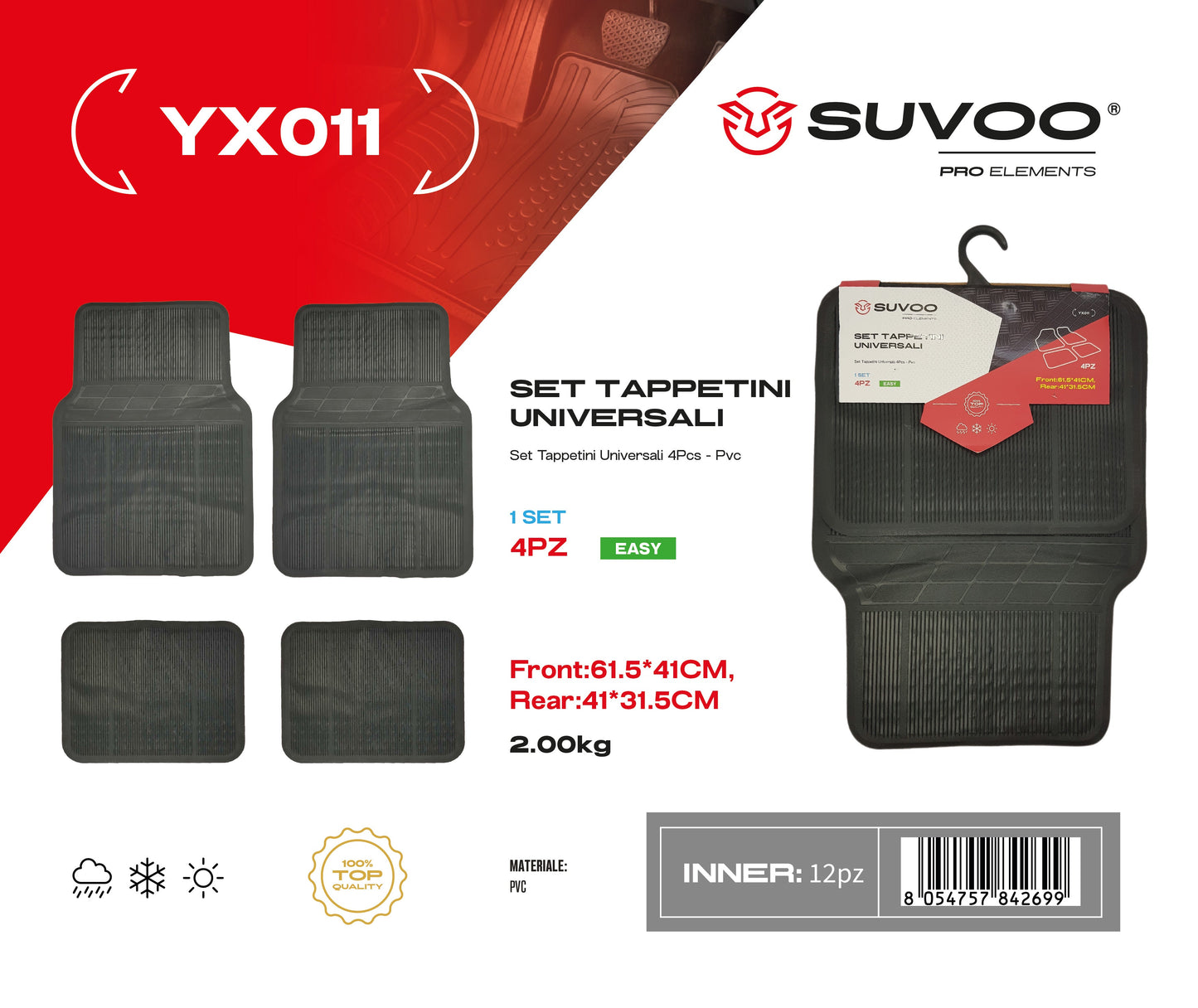 Set Tappettini in Gomma 4pz YX011