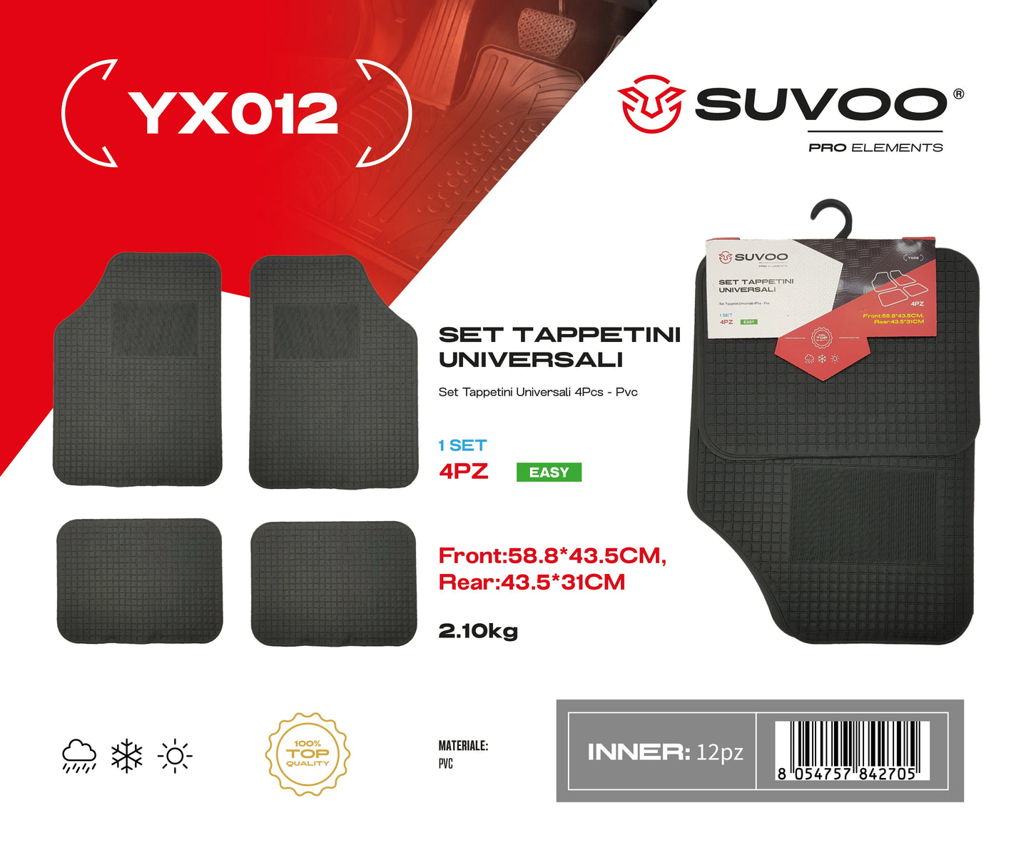 Set Tappettini in Gomma 4pz YX012