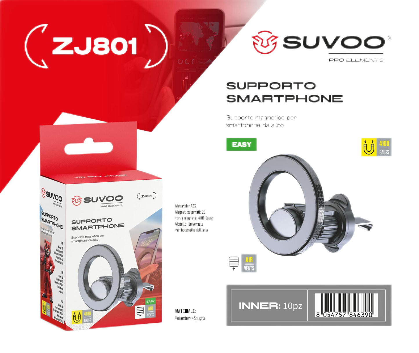 Supporto Magnetico per Cellulare da Auto - ZJ801