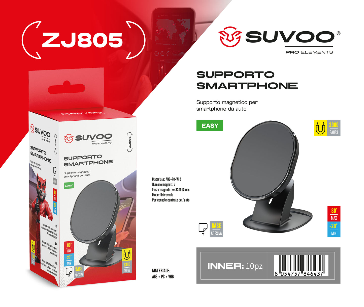Supporto Magnetico per Cellulare da Auto - ZJ805