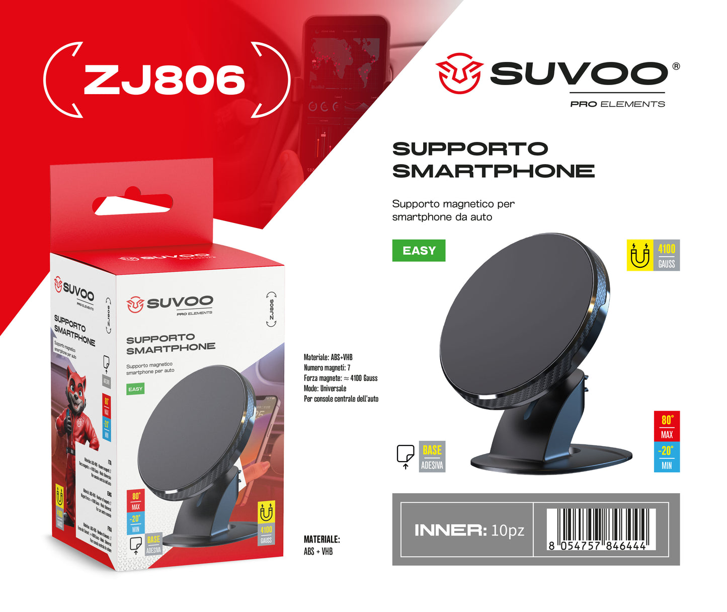 Supporto Magnetico per Cellulare da Auto - ZJ806