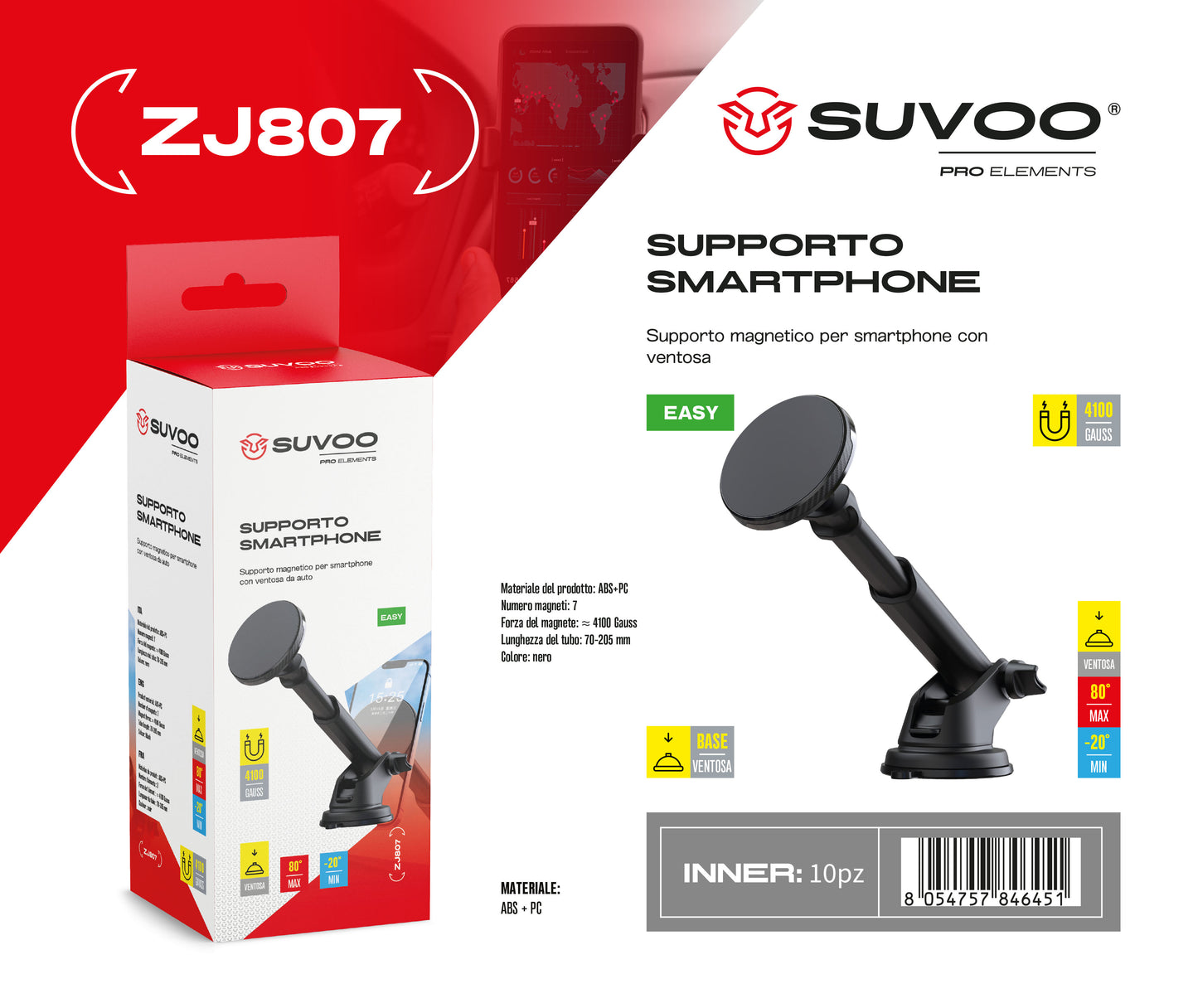 Supporto Magnetico per Cellulare da Auto - ZJ807