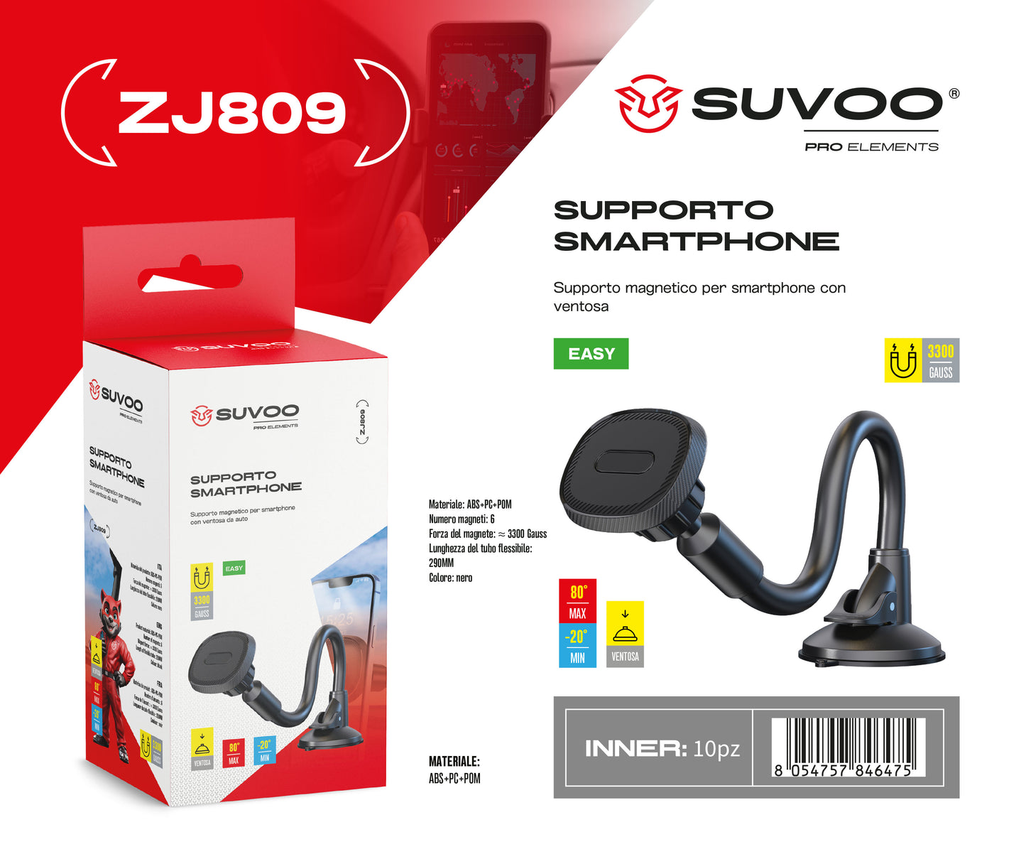 Supporto Magnetico per Cellulare da Auto - ZJ809