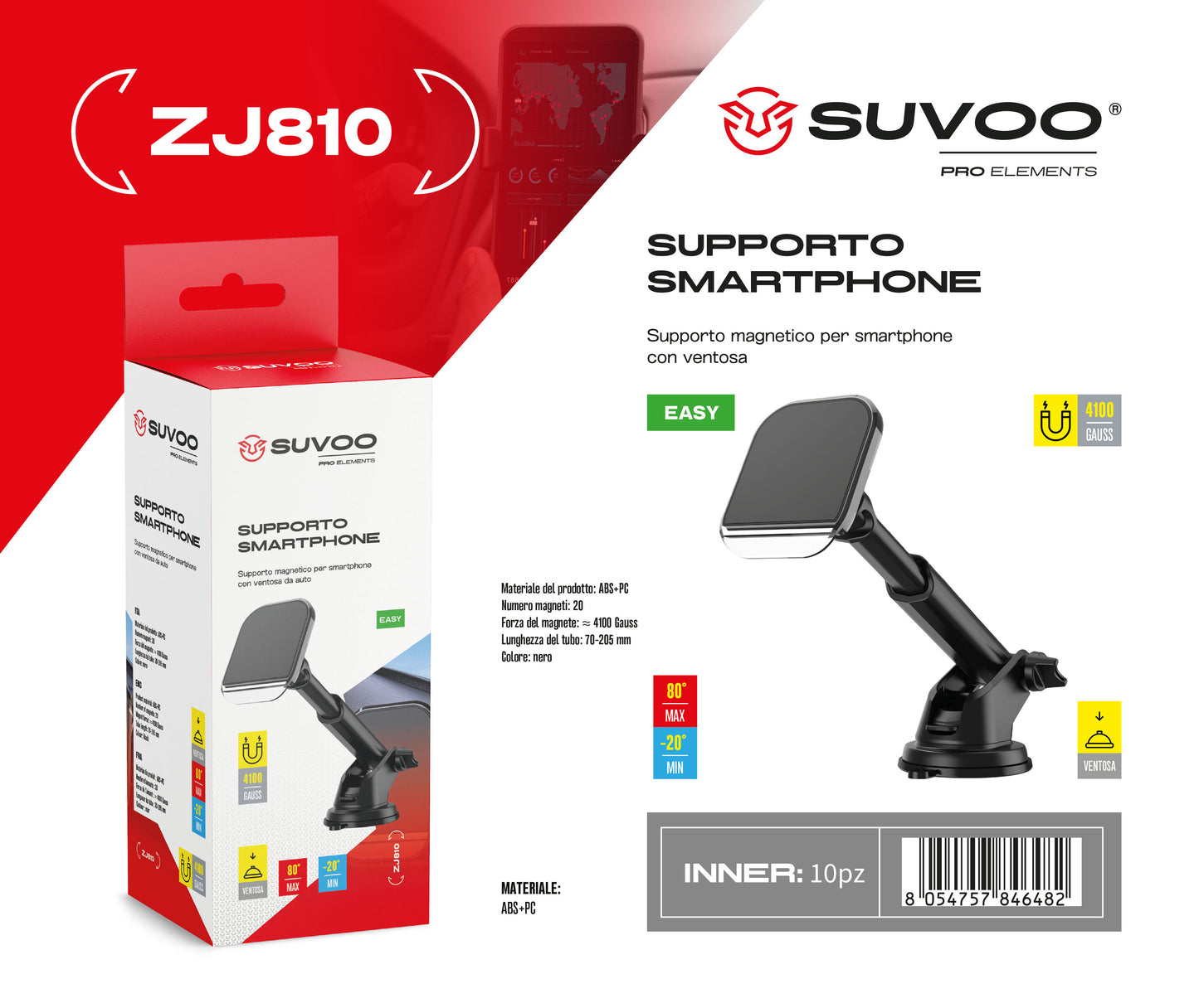 Supporto Magnetico per Cellulare da Auto - ZJ810