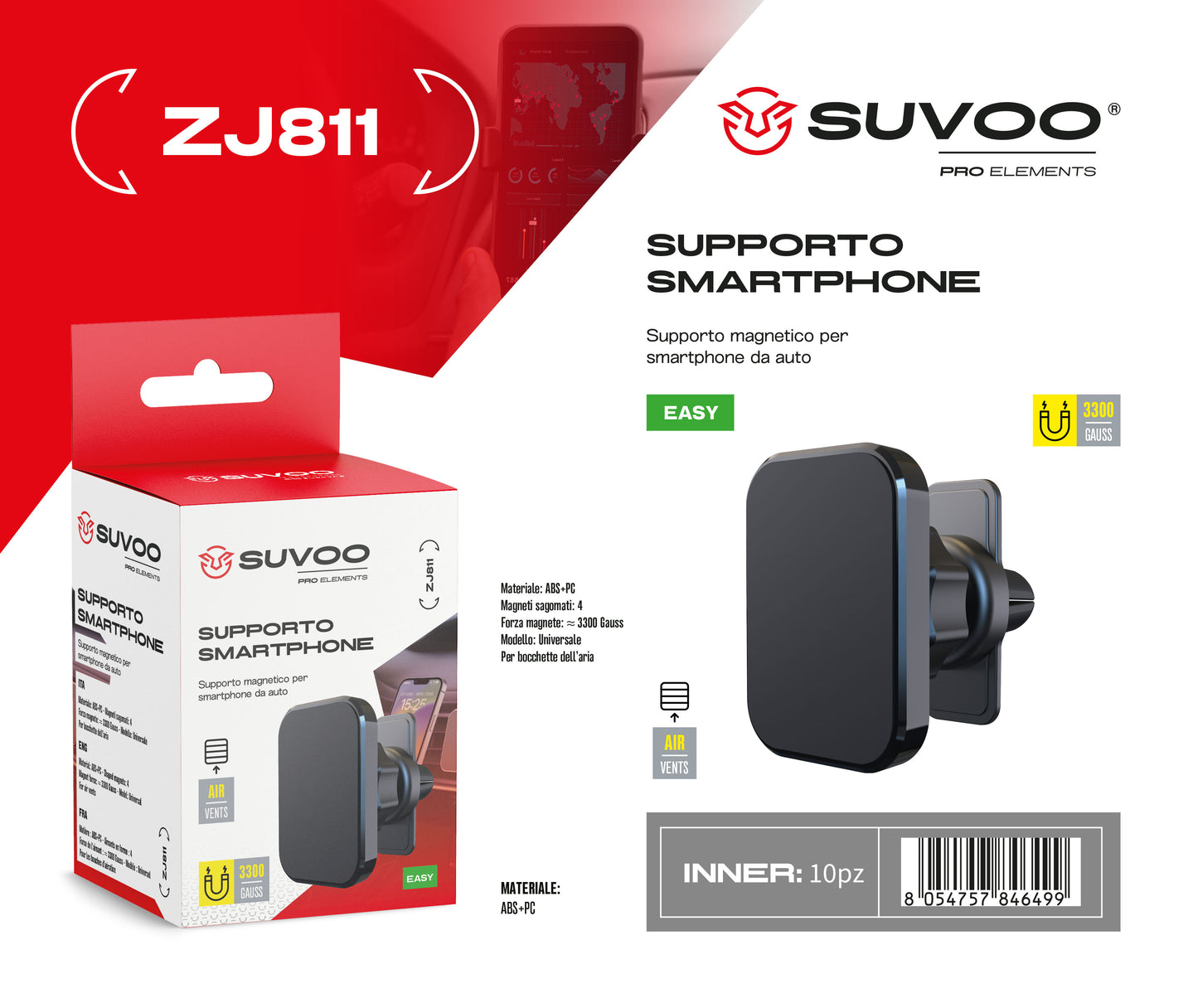 Supporto Magnetico per Cellulare da Auto - ZJ811