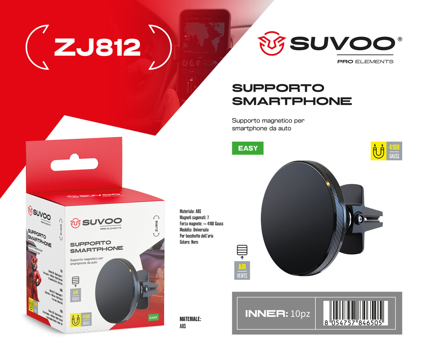 Supporto Magnetico per Cellulare da Auto - ZJ812