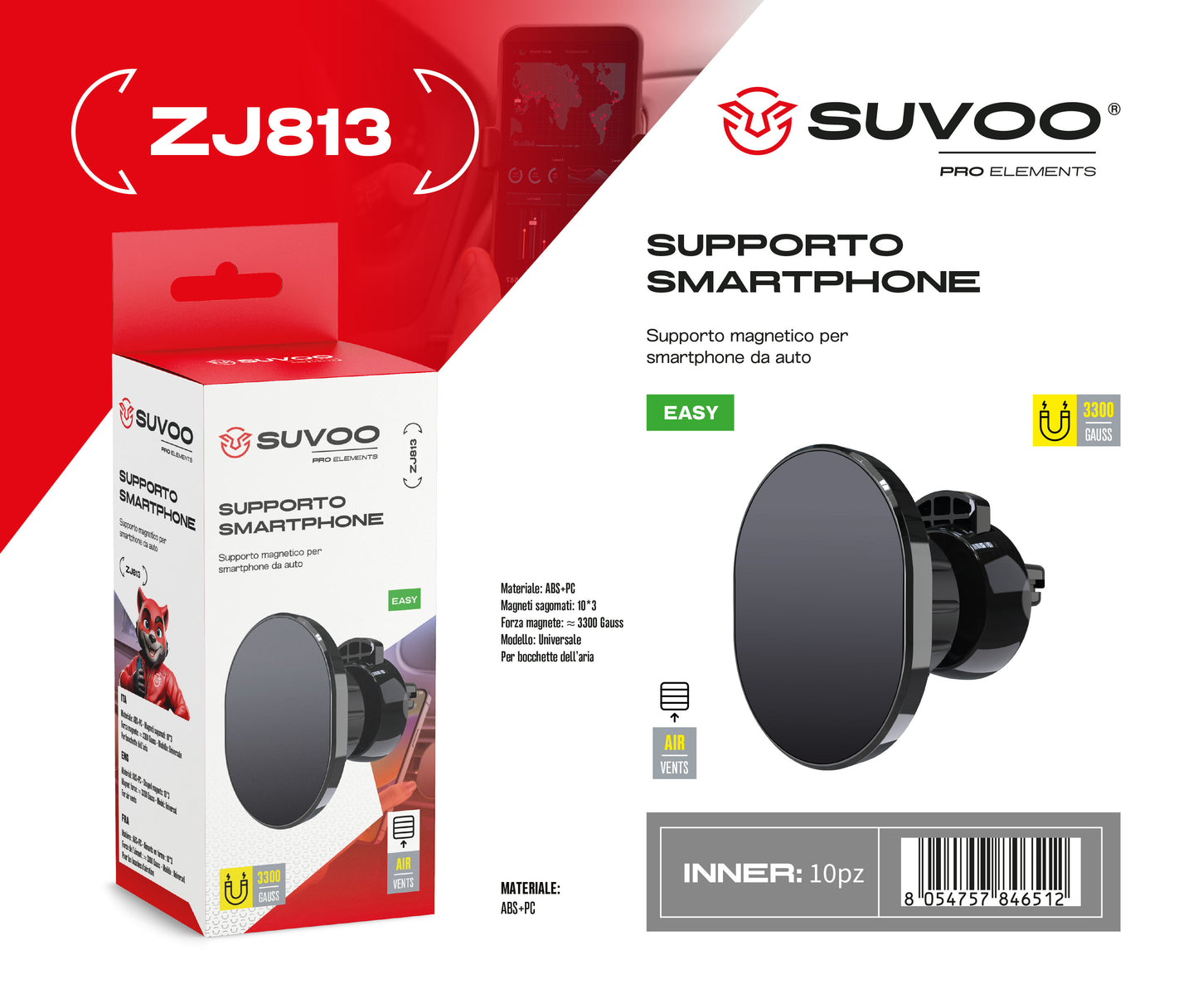 Supporto Magnetico per Cellulare da Auto - ZJ813