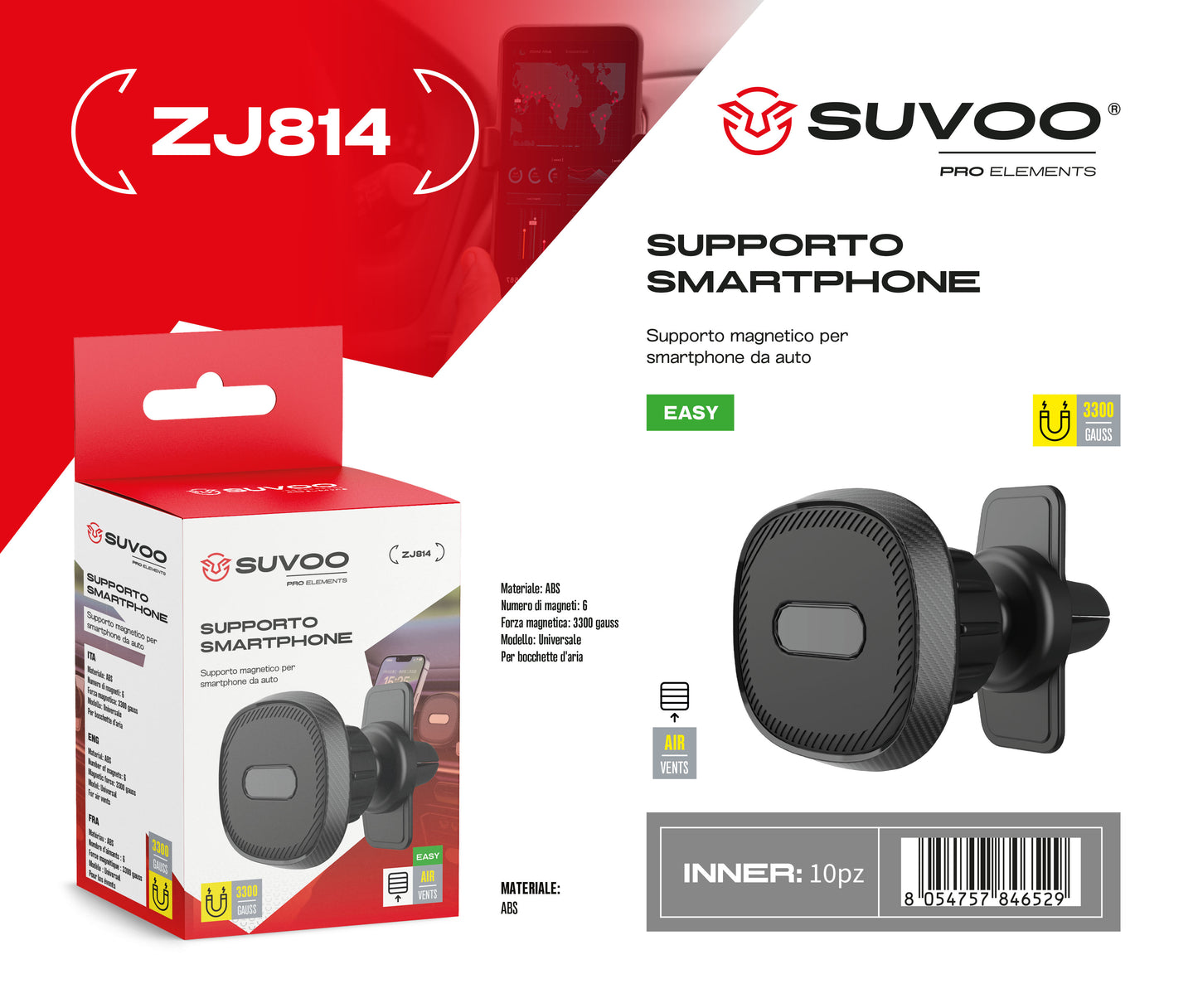 Supporto Magnetico per Cellulare da Auto - ZJ814