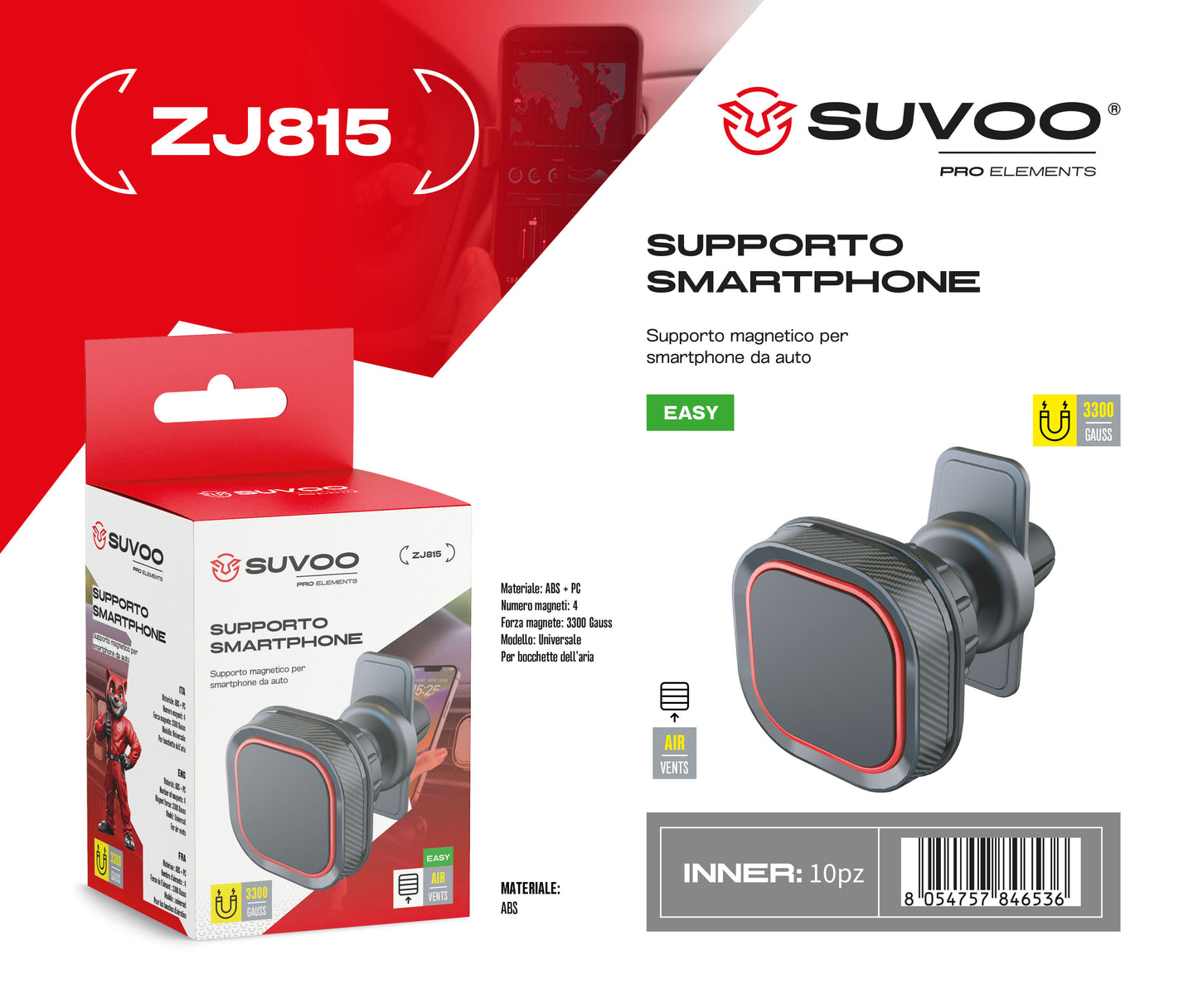 Supporto Magnetico per Cellulare da Auto - ZJ815