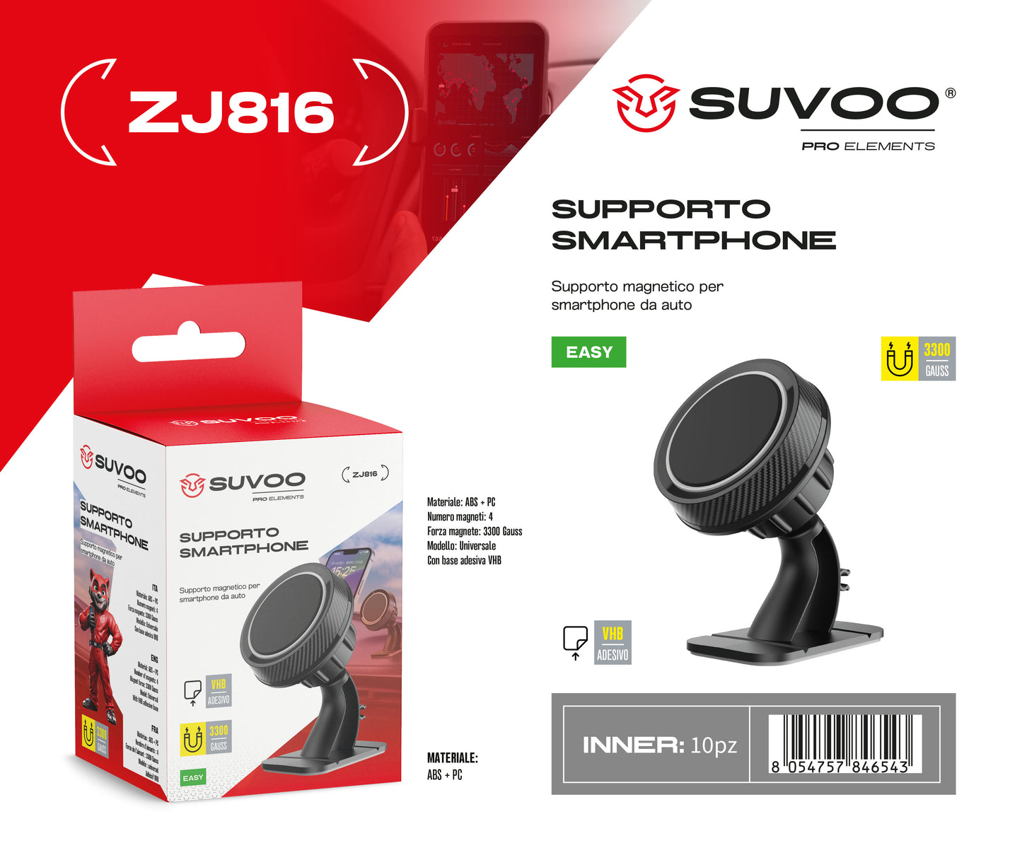 Supporto Magnetico per Cellulare da Auto - ZJ816