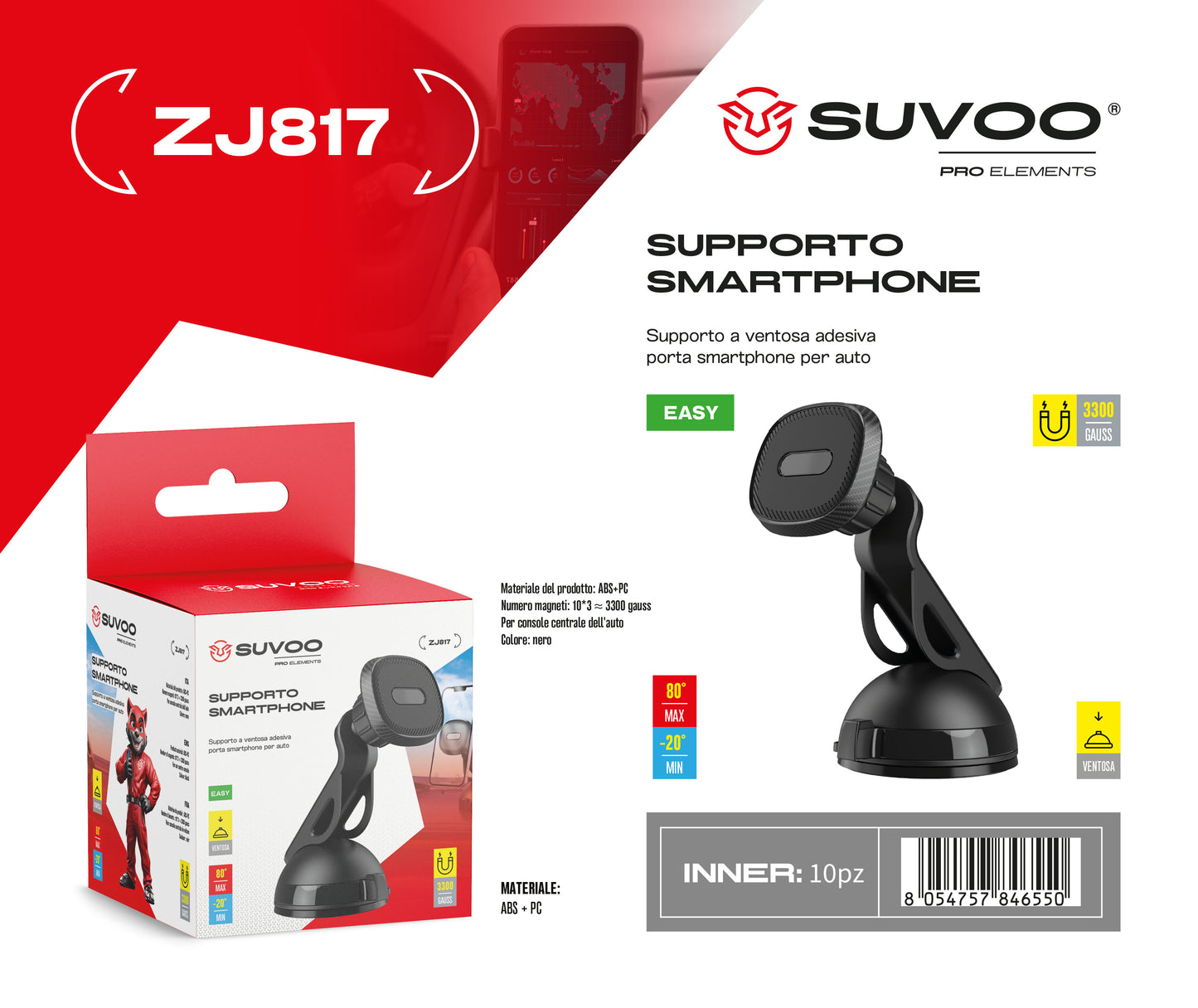 Supporto Magnetico per Cellulare da Auto - ZJ817