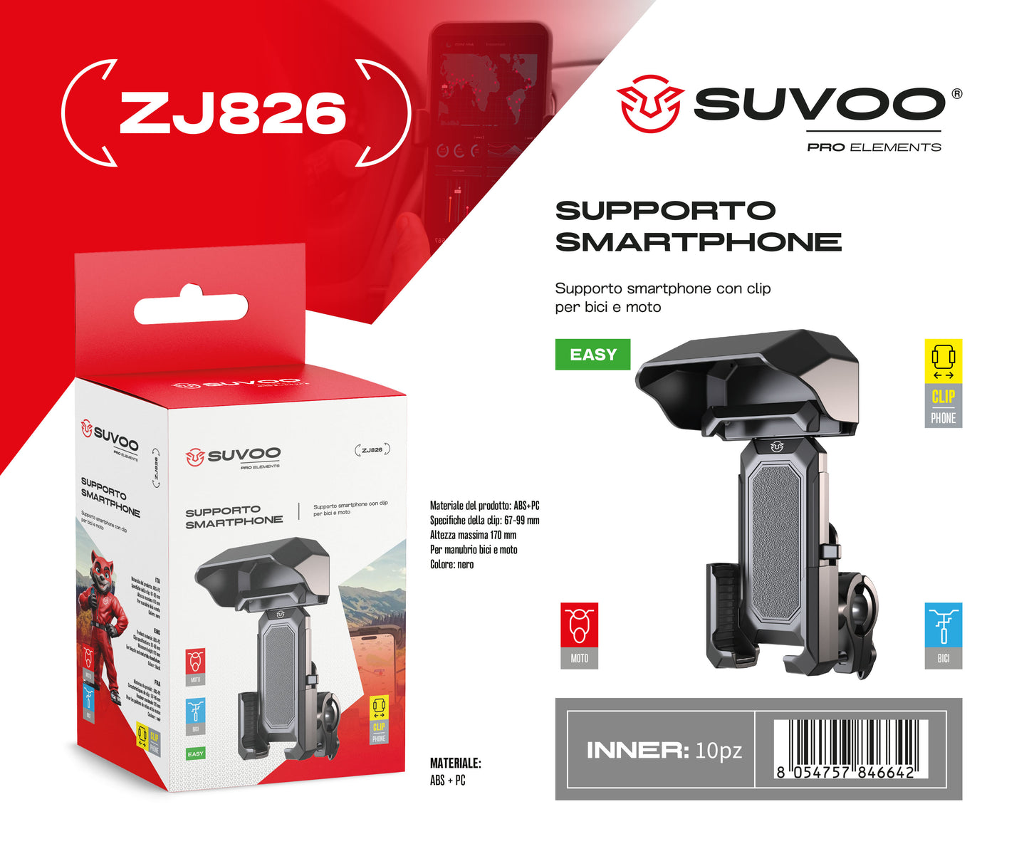 Supporto Magnetico per Cellulare da Moto e Bici - ZJ826
