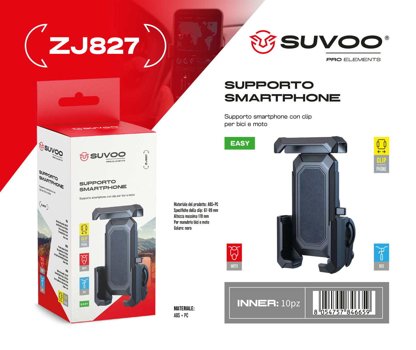 Supporto Magnetico per Cellulare da Moto e Bici - ZJ827