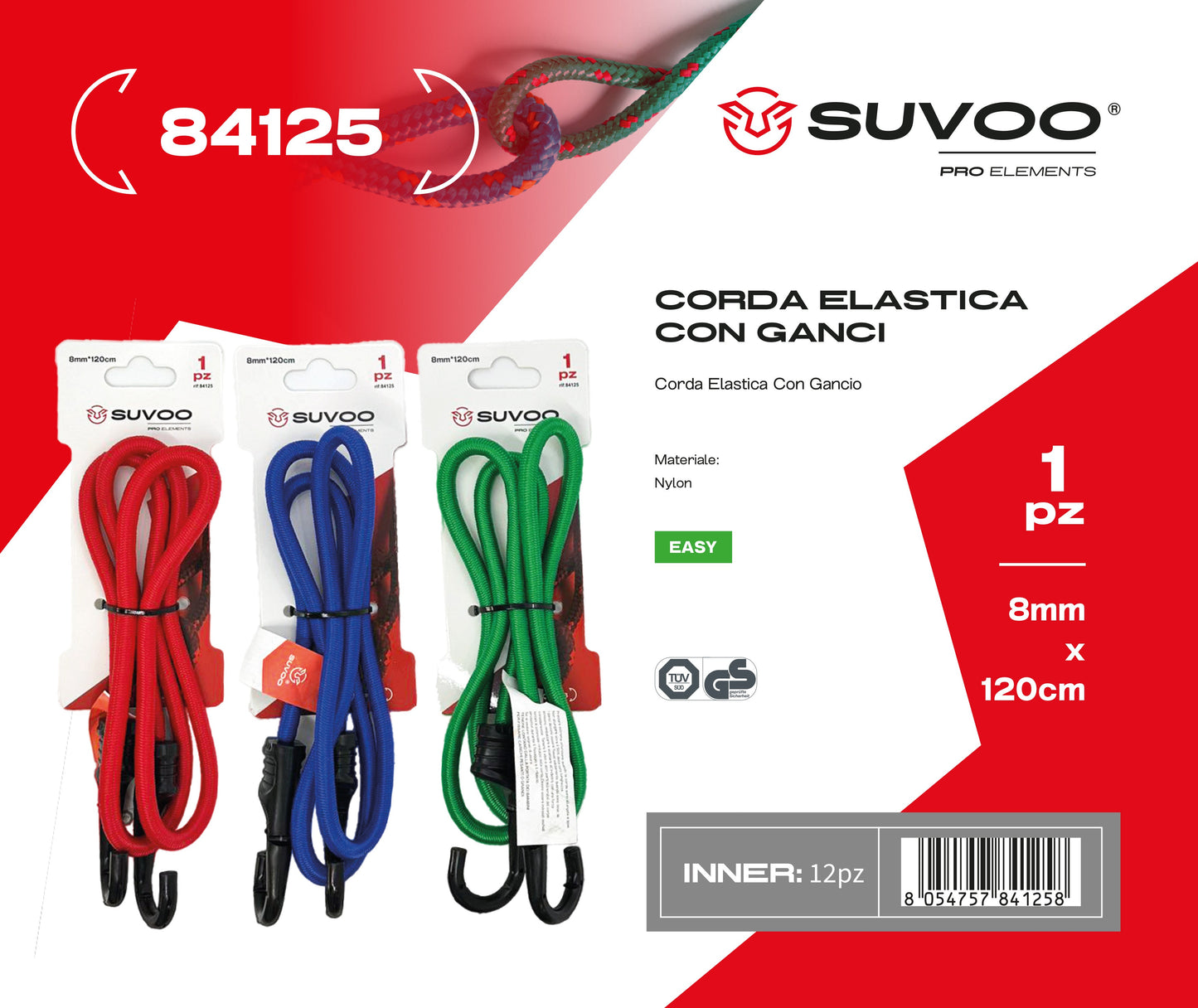 Corda elastica con ganci 1pz
