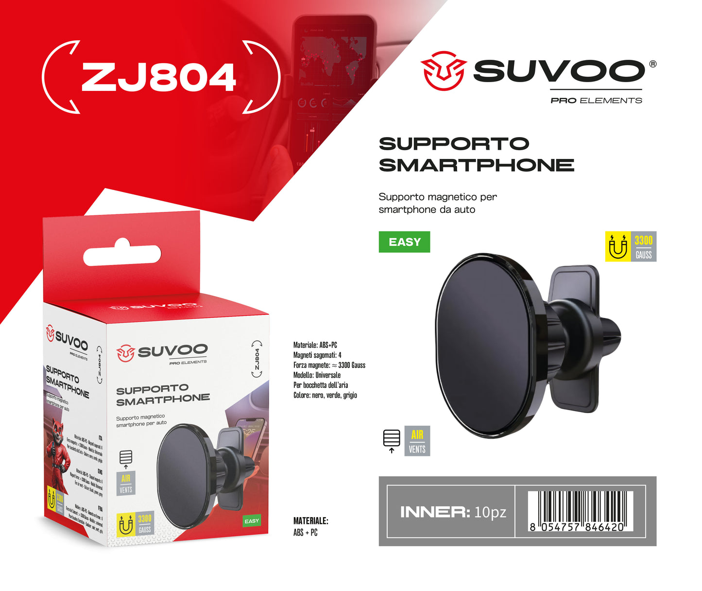 Supporto Magnetico per Cellulare da Auto - ZJ804